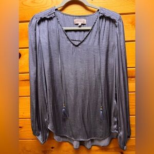 Philosophy Women's Slate Blue Tassel Blouse